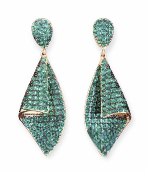 Green Pavé drop earrings