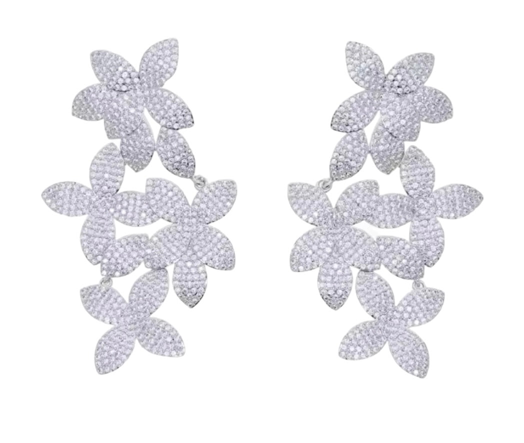 Silver Encrusted leaf earrings