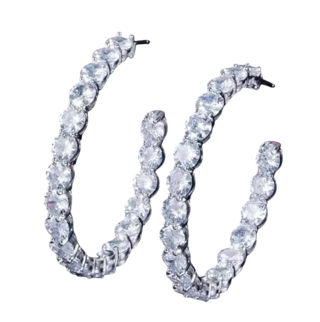 Silver brilliant cut hoops