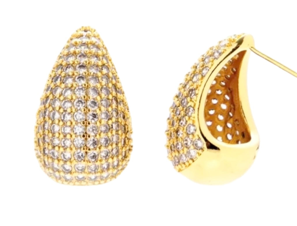 Gold Micro Stone Dome Earrings