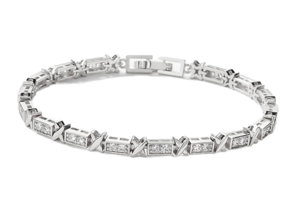 Silver crisscross tennis bracelet