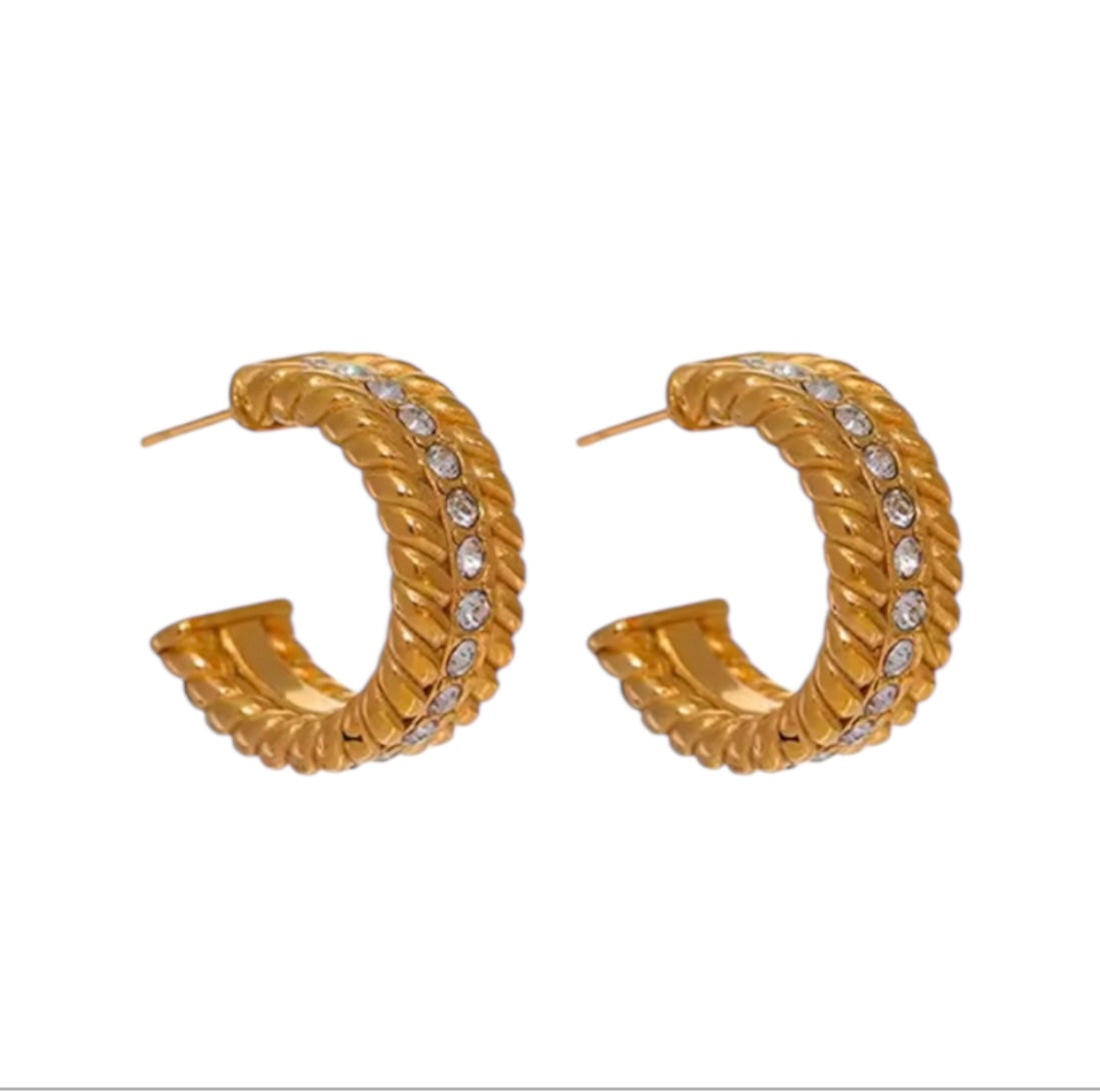 Gold Crystal Mini Hoops