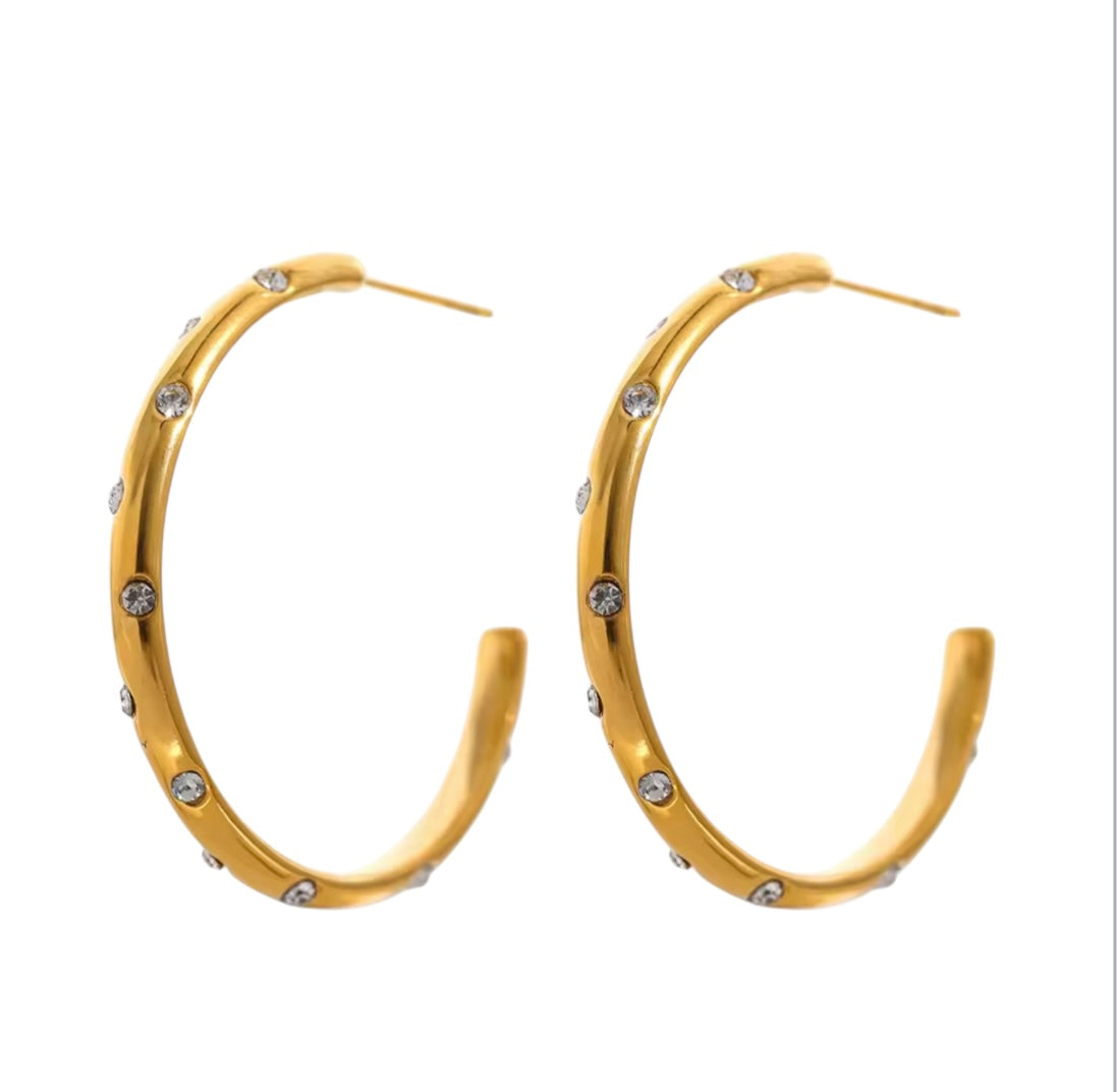 Gold Crystal Medium Hoops