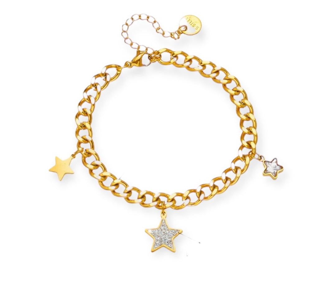 Crystal Star Curb Bracelet
