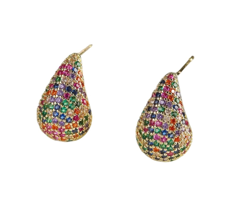 Bejewelled Mico stone dome earrings