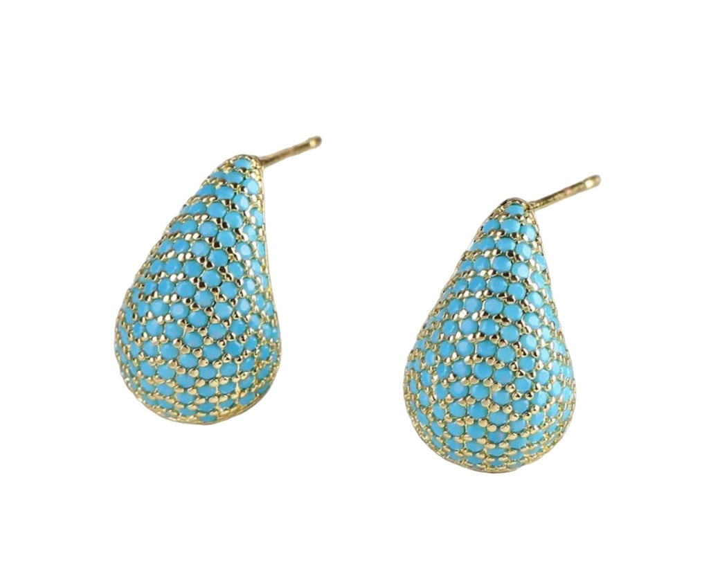 Turquoise micro stone dome earrings