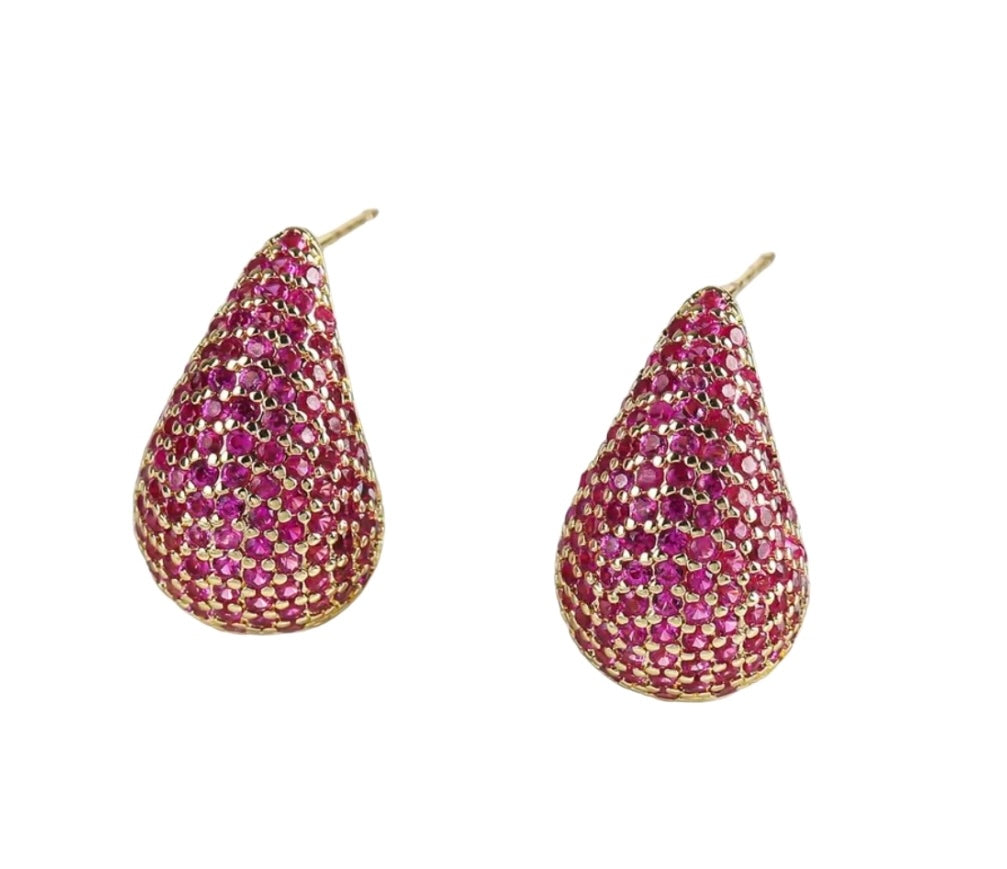 Ruby micro stone dome earrings