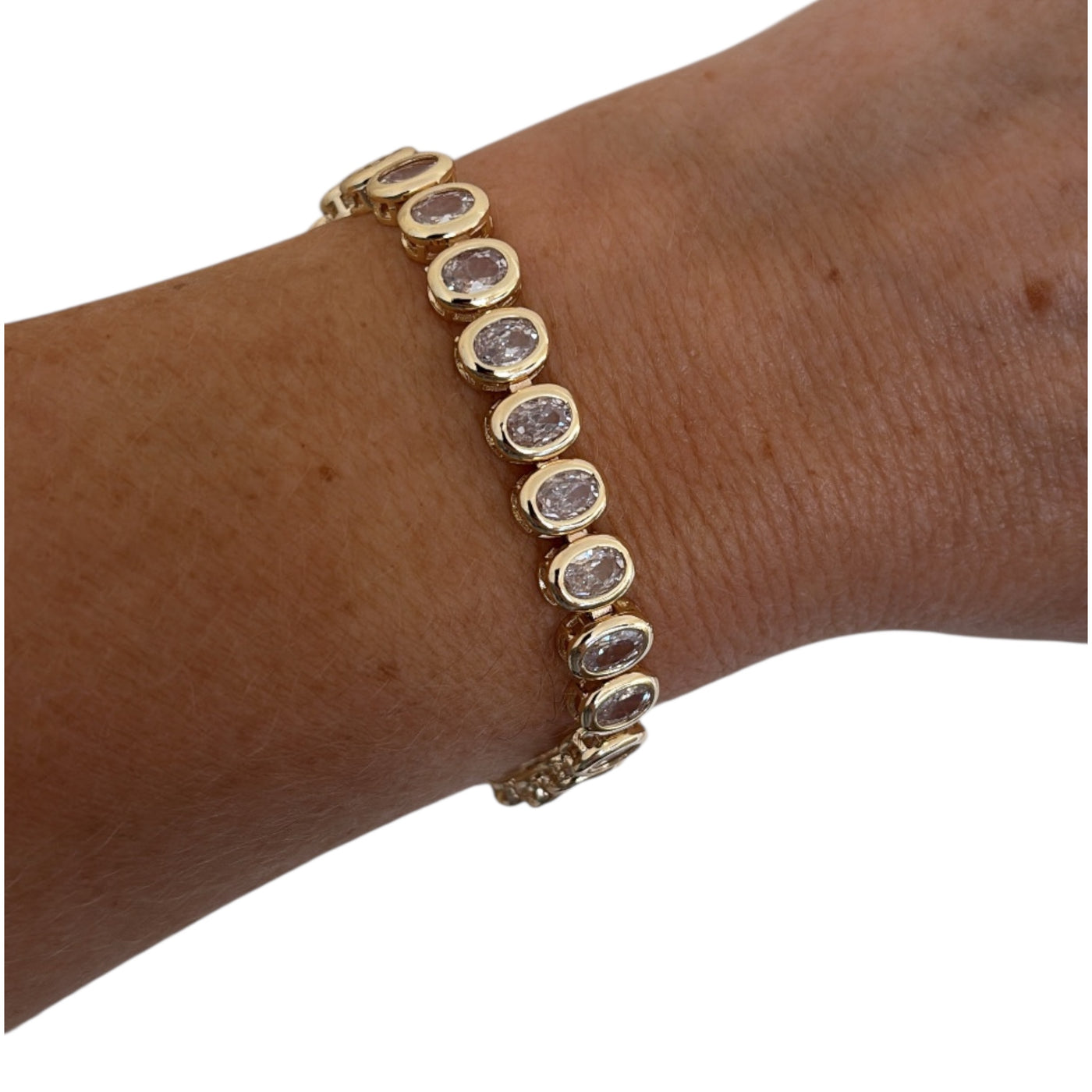 Gold Oval cut tennis bracelet