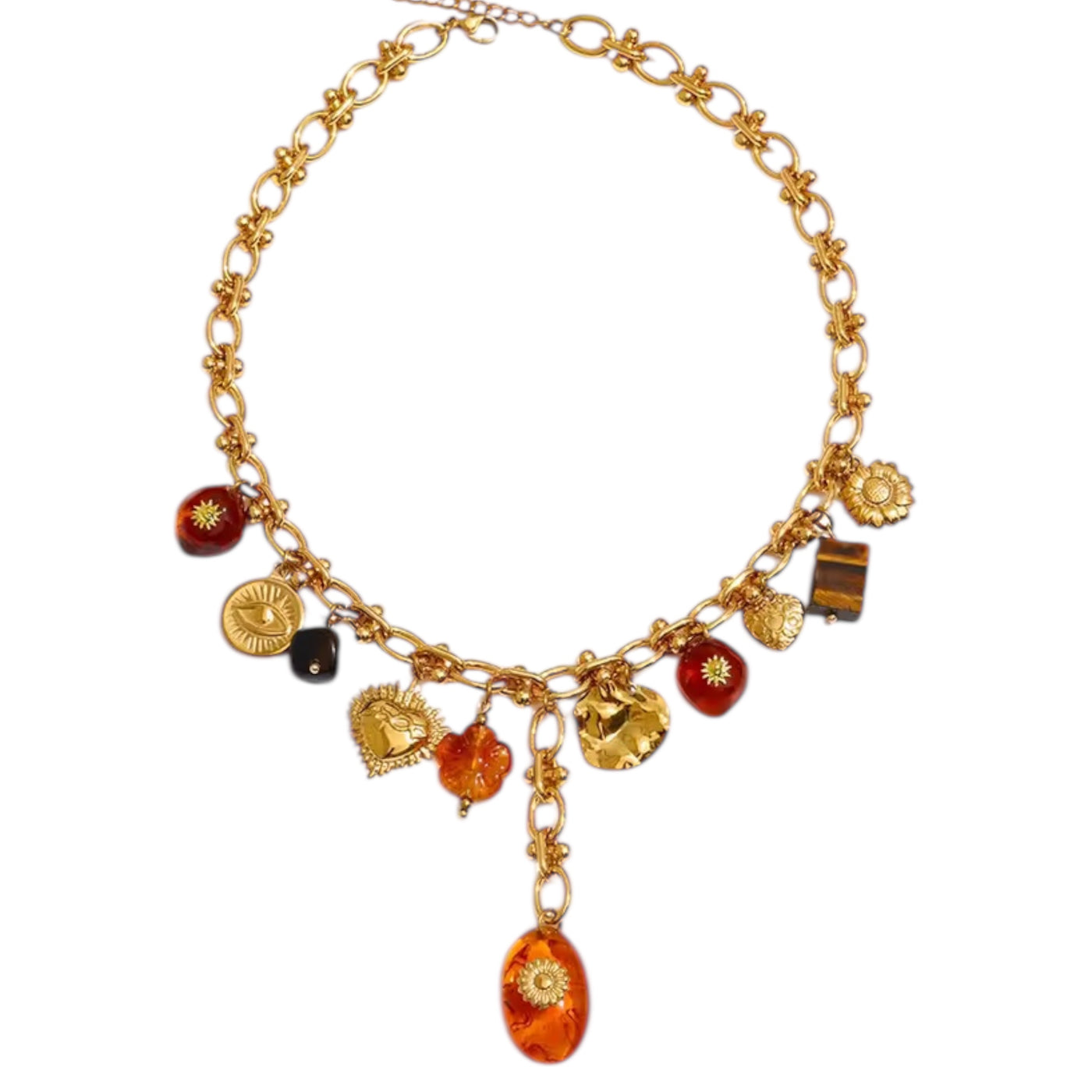 Gold Brown charm necklace.