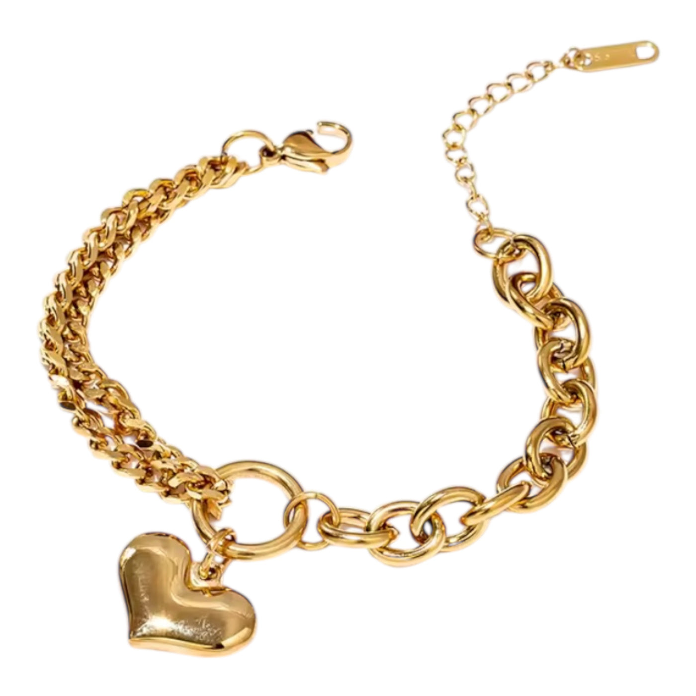 Mixed chain heart bracelet