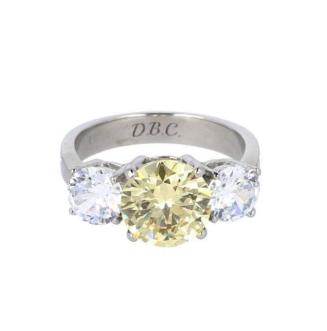 Simulated Canary Diamond Trilogy Ring