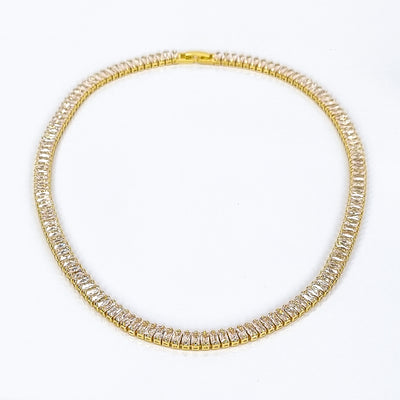 Tennis Necklace...gold plated baguette cut