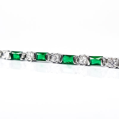 Emerald Brilliant & Baguette Cut Tennis Bracelet