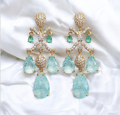 Aquamarine Gold drop earrings